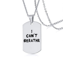 Load image into Gallery viewer, I Can't Breath Pendant Necklace Black Stainless Steel Charm Necklace