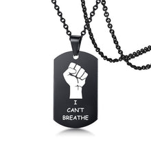 Load image into Gallery viewer, I Can't Breath Pendant Necklace Black Stainless Steel Charm Necklace