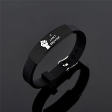 Load image into Gallery viewer, POFUNUO American Protest I Can't Breath Bracelets Black Stainless Steel Silicone Bracelets&Bangles