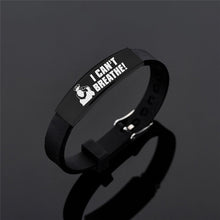Load image into Gallery viewer, POFUNUO American Protest I Can't Breath Bracelets Black Stainless Steel Silicone Bracelets&amp;Bangles
